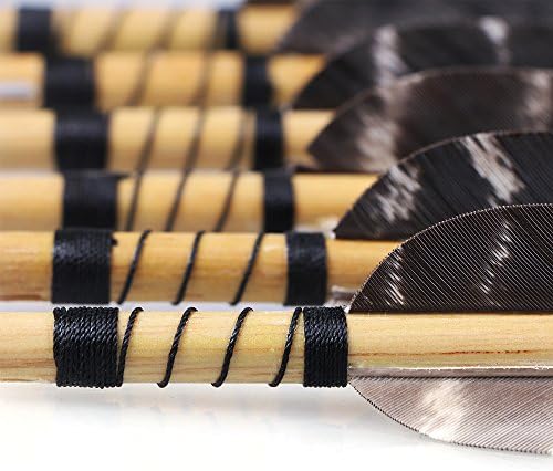 Towarchery 31 polegadas flechas de madeira de caça tradicionais, 12 PCs Arco e flecha setas com fletching de penas