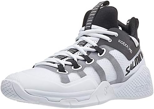 Salming masculino Kobra Mid 2 Squash Sapatos esportivos em quadra interna, branco/preto