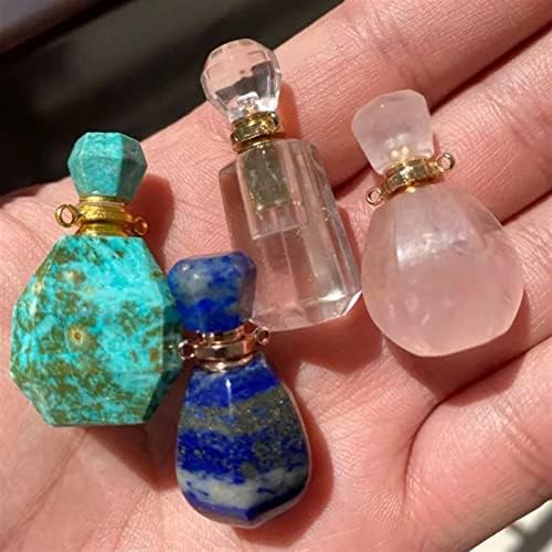 Huieu 1pcs garrafa de perfume de pedra natural Concândulas do difusor de óleo essencial Conectores Rose quartzs Lapis lazuli Fit Colar Acessórios