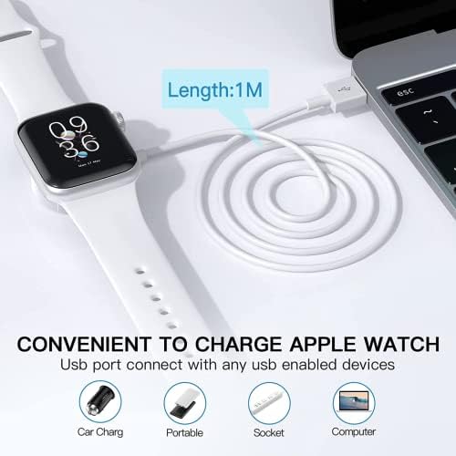 Iwatch Wireless Charger para Apple Watch Compatível com Apple Watch Series 8 7, SE, 6,5,4,3,2 Carregamento rápido magnético | Acessórios portáteis de cabo do carregador MagSafe para 38 mm, 40 mm, 42mm e 44mm