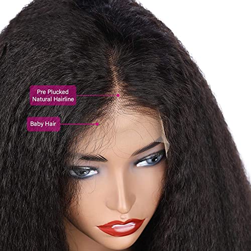 NYUWA Kinky reta reta Fronted Wigs Albume Silk Hig Hair for Women Yaki Straight GUUS GULELIGADO T CAIO DE CAIXO PREVELHO PRECUPADO COM CABELO DE BEBÊ 150% de densidade 22 polegadas