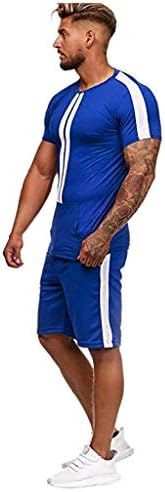 Roupa de bloco de cores esportivas para masculino de verão, camisetas de manga curta de 2 peças de manga curta e shorts casuais conjuntos