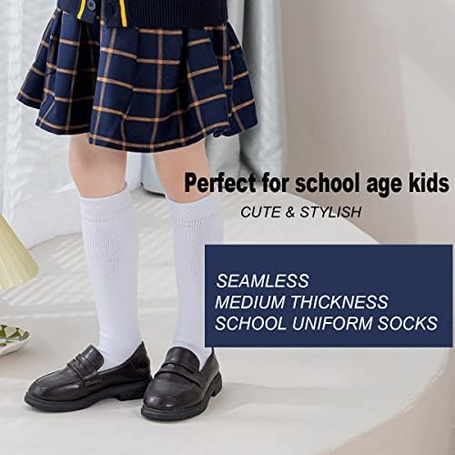 Marchare meninas joelhos meias altas crianças meninos uniformes escolares meias de algodão sem costura meias brancas preto cinza 3/6 pacote