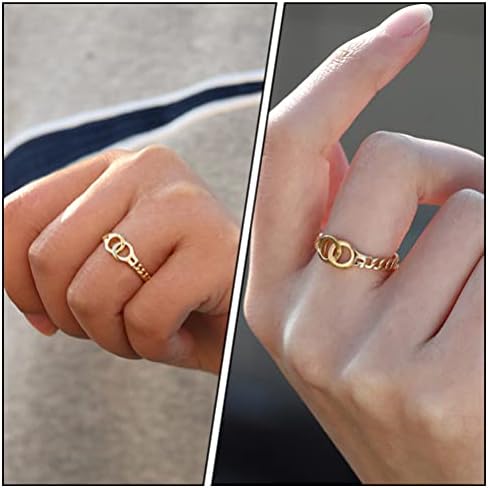 Anéis vintage de Holibanna Aço inoxidável Handcuff Promise anel Declaração de noivado de casamento Proponha acessórios vintage