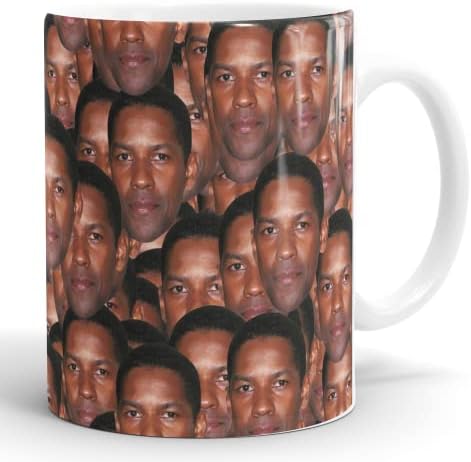 Denzel Washington caneca 11 onças de café em cerâmica branca com colagem de Denzel Washington