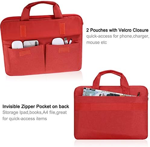 Landici Laptop Bag Case 17 17,3 polegadas para mulheres, capa de manga à prova d'água compatível com o MacBook 17, 17-18 polegadas HP Acer Dell Lenovo Asus Laptop, pasta Slim com alça de ombro, vinho vermelho