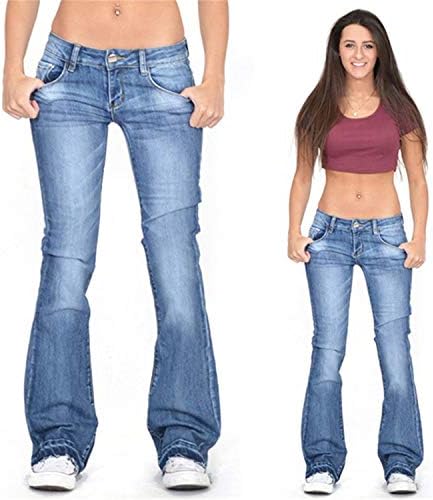 Andongnywell jeans feminino feminino plus size elasty skinny bastão bootcut calça de calça com franjamento