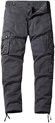 Miashui com memória homens calças casuais calça de calça multi -bolso de cor sólida reta Moda geral de calça