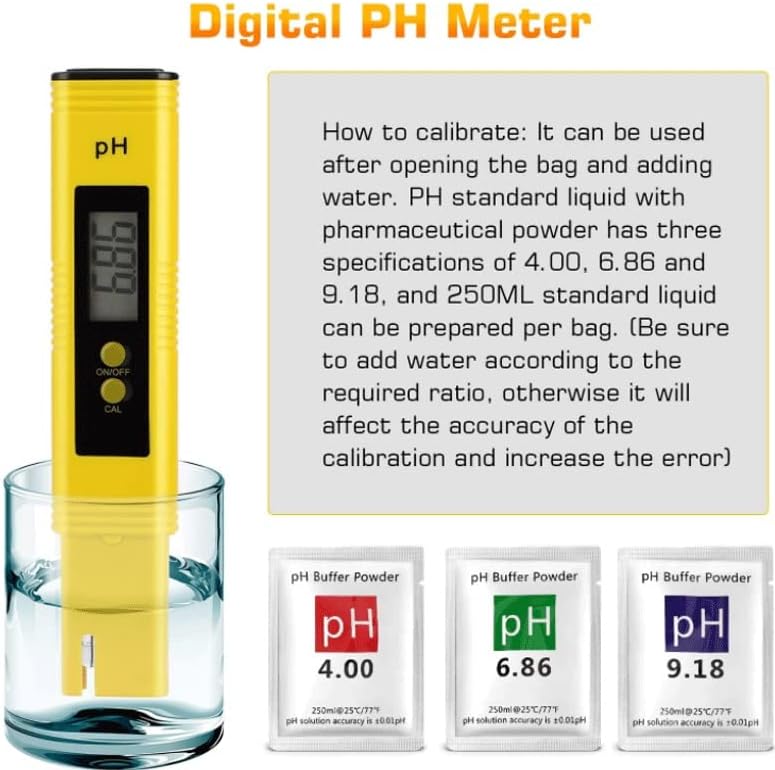 Zyjbm pH medidor 0,01 alta precisão para testador de qualidade da água com 0-14 faixa de medição piscina de aquário adequado