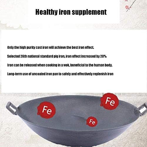 Gydcg Iron wok, forjamento artificial, não revestido, antiaderente, de grande capacidade ， Anti-escaldição,