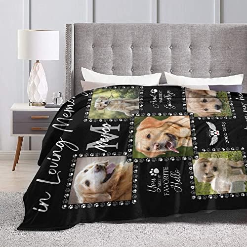 Cobertor de Memorial de Dog Personalizado com Foto para Perda de Cão, Custom em Memória Amor Memória
