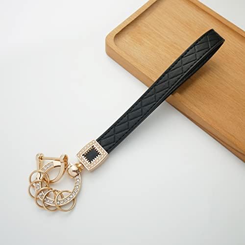 Keyoot microfiber couro chaveiro de pulseira, chaves de carteira de suporte da corrente de chave com 5 anel de chave e anel anti-perdido