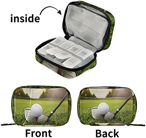Naanle Golf Sport Pill Box 7 Day Pill Caso Travel Pill Organizer Bag com zíper portátil semanal Tamanho