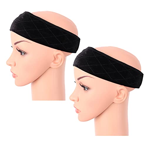 Mapafbeauty 2 pacote de veludo ajustável banda de peruca de algema sem deslizamento faixas de cabelo de cabeça deslizante Faça de cabeça flexível