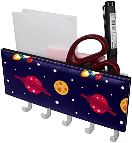 Planeta de desenho animado e chave de foguete e suporte para paredes - cabide com organizador de correio