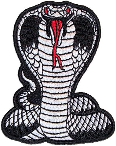 Cobra de cobra suprema de couro bordado bordado de motociclista-preto