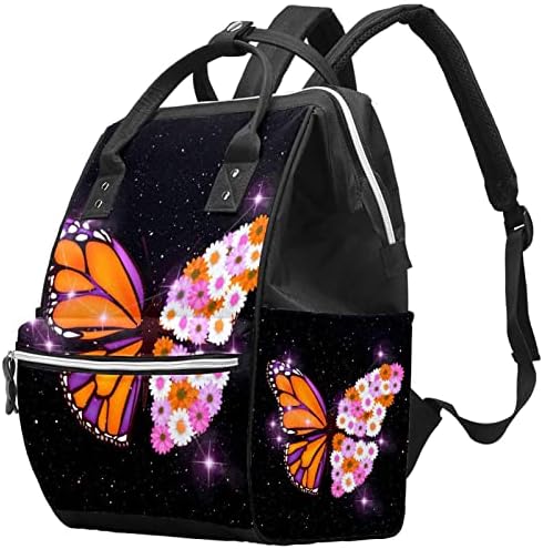 Mochila de viagem Guerotkr, bolsa de fraldas, bolsas de fraldas da mochila, Borbolefly de flores estreladas