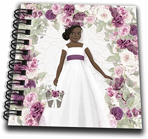 3drose afro -americana flor menina com rosas roxas e eucalipto - livros de desenho