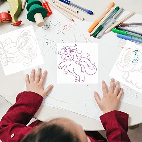 20 peças crianças estêncils reutilizáveis ​​grãos de animais de desenho animado para crianças desenhando pintura de chá de bebê, 5,9 polegadas