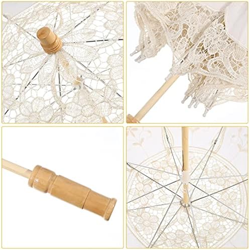 Guarda -chuva de renda de 44cm, guarda -chuvas de papel para decorações, guarda -chuva de noiva,
