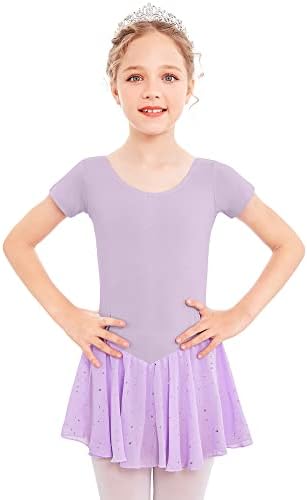 Arshiner Girls Ballet Leotard com chiffon tutu saia dança use manga curta Toddler bailarina vestido de roupa