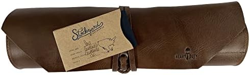 Esconda pesada, grande ferramenta Roll up bolsa feita à mão de couro completo - portátil Carry On bolsa, armazenamento de oficina, organizador de ferramentas de madeira, estilo vintage :: Bourbon Brown