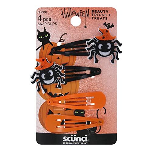 Truques de beleza de Scunci Halloween + trata clipes de encaixe de cabelo, cores variadas, 4 peças