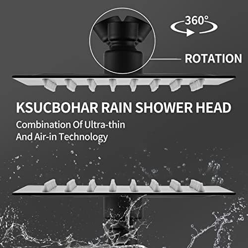 Cabeça de chuveiro Ksucbohar, chuveiro de chuva de alta pressão de 6 polegadas, chuveiro de pressão de pressão, experiência de chuveiro incrível, chuva de aço inoxidável Cabeça de chuveiro