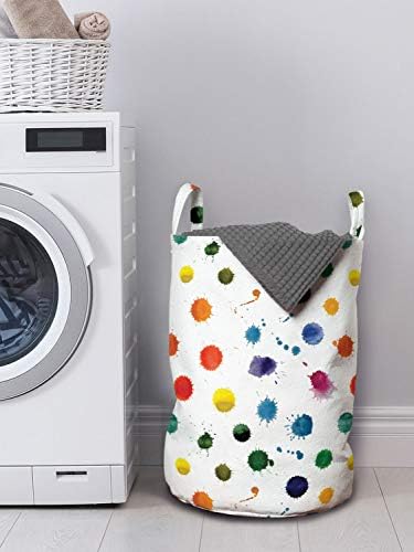 Bolsa de lavanderia de tinta lunarável, respingos de cores círculos formando bolinhas coloridas modernas
