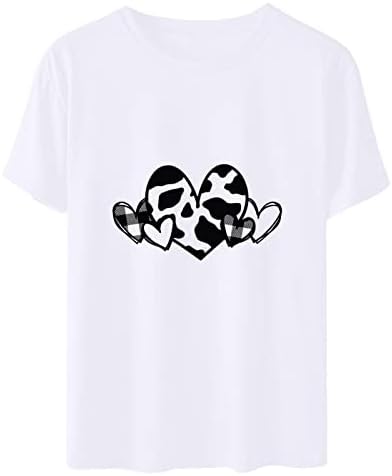 Tshirt Top Top Crewneck para Ladies Summer Summer Outono 2023 Roupas Cow Print Graphic Fit Fit Relaxed Fit Top N1 N1