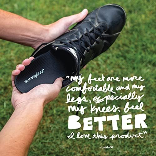 Superfeet Black - Arco ortoótico Suporte de palmilhas para sapatos finos e apertados