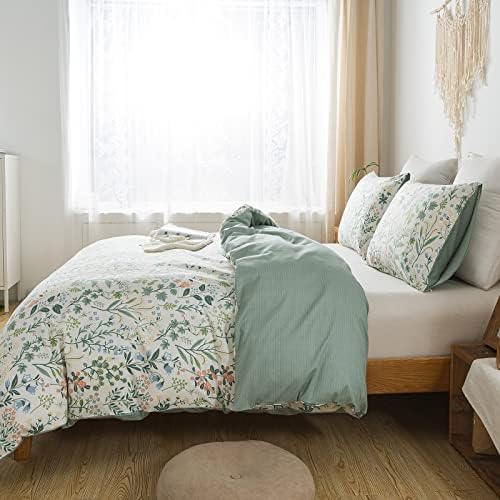 Tampa da capa de edredom de Honeilife - Tamanho da rainha - algodão com cover de cover de edredão floral