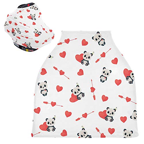Yyzzh panda apaixonado arco de coração vermelho santo romântico Valentim na capa de assento de carro de bebê