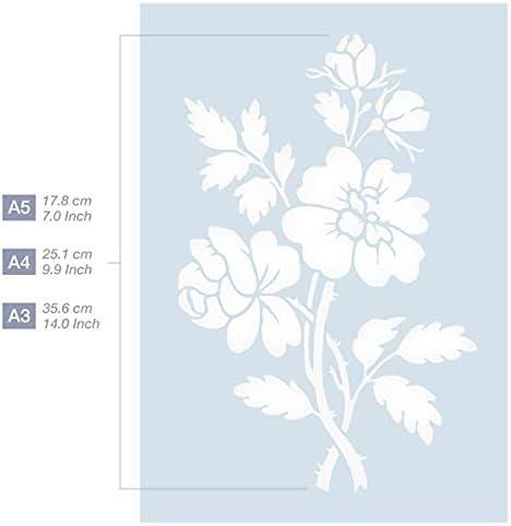 Estêncil de flor QBix - flores silvestres - A5 - Kids reutilizáveis ​​amigáveis ​​estêncil DIY