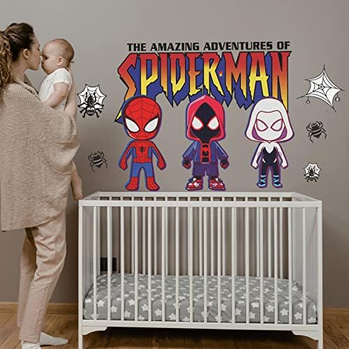 Adesivos de parede fofos removíveis super -heróis spiderman decalque de parede decalques temáticos adesivo de parede da sala para garoto decoração de festa da sala de jogos infantil