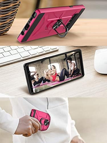 Galaxy Note 8 Case, Jeylly Galaxy Note 8 Case com Protetor de tela HD [2 pacote] e protetor de câmera [2 pacote] Hybrid 360 graus Ringelt Ringelt Kickstand Case Rugged para Galaxy Note 8, Rose Rose