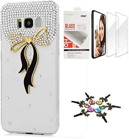 STENES Sparkle Case Compatível com Caixa Samsung Galaxy A42 5G - Stylish - 3D Caso de capa de fita de fita Bling Fashion Bling Fashion com protetor de tela [2 pacote] - Black