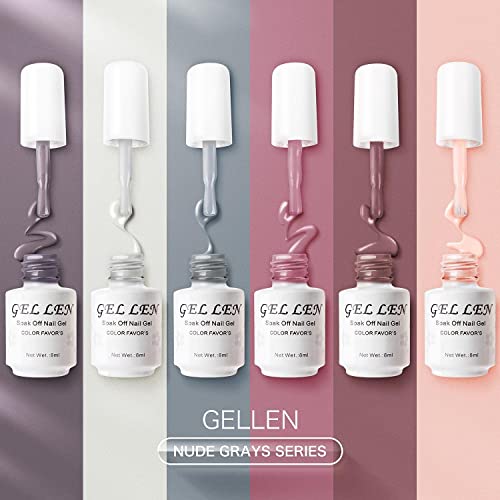 Conjunto de esmaltes Gellen Gel - Popular 6 cores Gel Gel Unhor Salon Kit Gel Gel Achap Kit - 6 cores Nude Grays Classic pastel