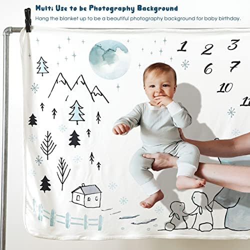 Gertsder Baby Monthly Milestone Bobet para menino e menino, cobertor premium e mink de espessura