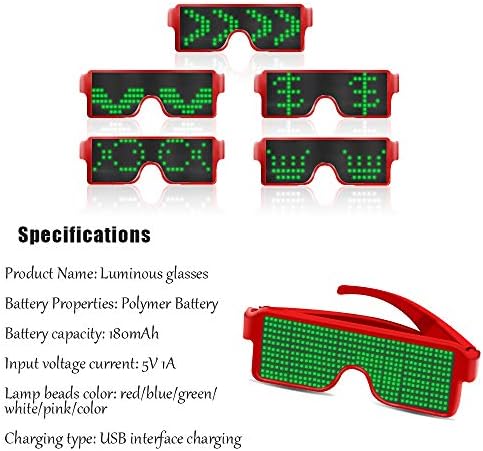 Óculos de led de Ainsko LED COMPOSTOS LED COMPOS LUMINOS RECARECIDOS PARA CAVES, festas, festivais, Halloween