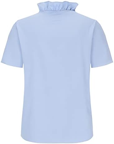 Camiseta de brunch meninas adolescentes de manga curta longa 2023 pescoço de colarinho vil de pescoço peplum blusa lisa para mulheres lb