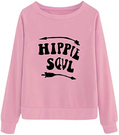 Jflyou feminino hipil sovl impressão redonda de manga longa suéter casual suéter
