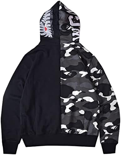 Minidora Men's Camo Hoodies Zip Pullover casual Jaqueta de casaco engraçado hip-hop
