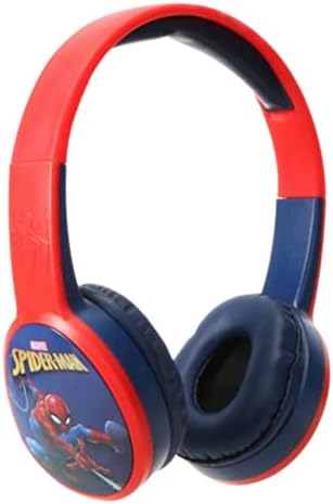 Spider Man Bluetooth Kid fones de ouvido sobre as almofadas acolchoadas da orelha voando em um