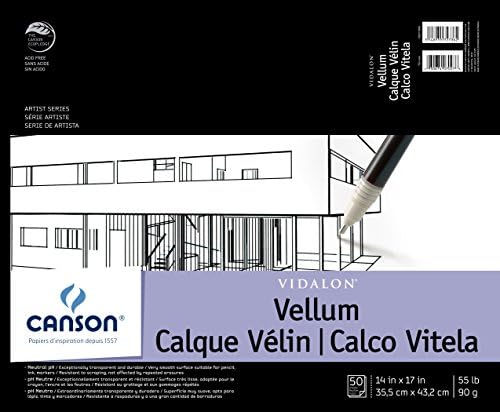 Canson Artist Series Vidalon Vellum Paper, dobragem, 14x17 polegadas, 50 folhas - papel de artista para