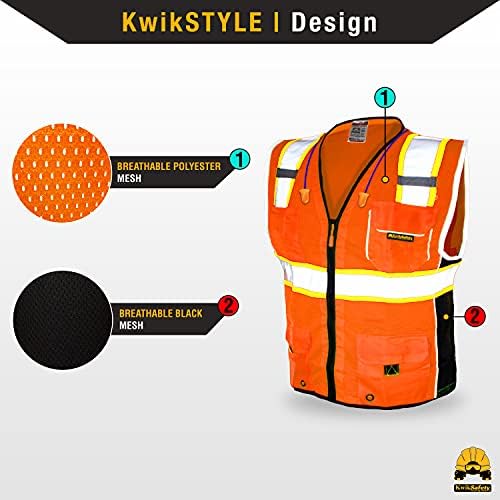 Kwiksafety - Charlotte, NC - Classic & Supreme Safety Vest [Jumbo Pocket] Classe 2 EPP ANSI testado compatível