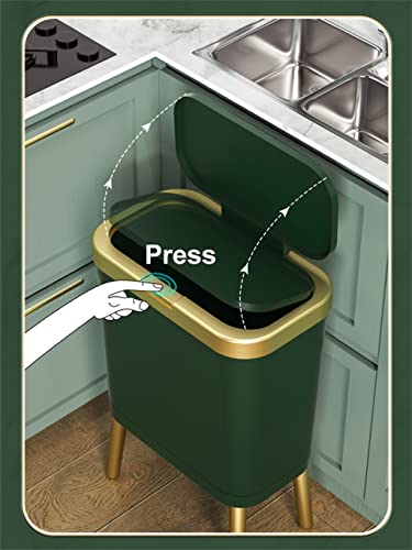 Zhaoleei 15L Lixo de ouro para o banheiro da cozinha quadrúpede quadrúpela de lixo de lixo de plástico de plástico com tampa com tampa
