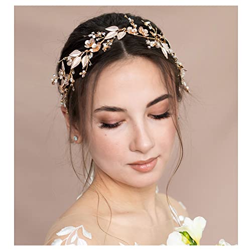 SweetV ferez de casamento feita à mão para acessórios de cabelo da noiva, folhas de noiva da folha de flores