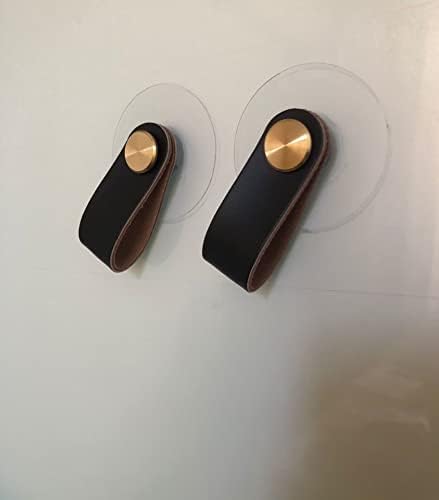 Ralf Pan Modern Black Leather Drawer Pull-Conjunto de 2 puxadores de gabinete para gavetas de close