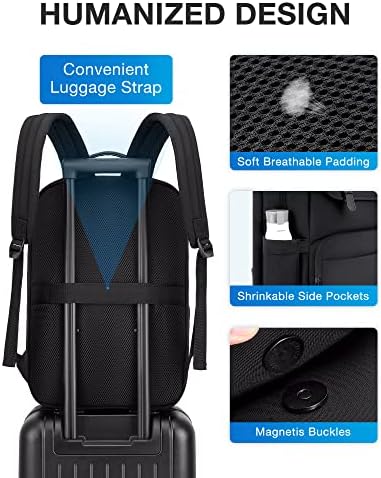Backpack de laptop Bagsmart, mochila escolar para homens mulheres, mochila de viagem negra se encaixa